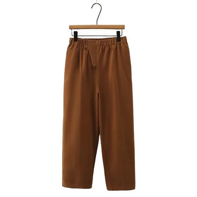 Didelio dydžio moteriški drabužiai elastingos juosmens kišenės iš abiejų pusių vienspalvės laisvos kelnės be tamprių pavasarinių ir rudeninių kelnių