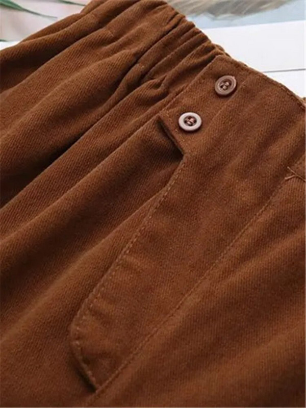 Didelio dydžio moteriški drabužiai elastingos juosmens kišenės iš abiejų pusių vienspalvės laisvos kelnės be tamprių pavasarinių ir rudeninių kelnių