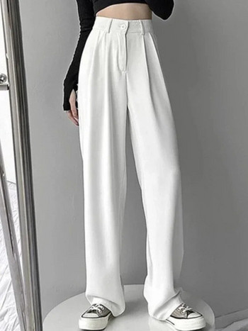 Γυναικείο κοστούμι Παντελόνι Ελαστικό παντελόνι ίσιο ψηλόμεσο Casual Loose Solid Commuting Παντελόνι Απλή Plus Size Φθινόπωρο Χειμώνας