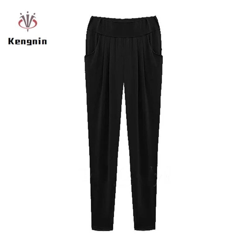 2023. gada rudens Eiropas stila lielizmēra 6 XL ikdienas sieviešu harēms, brīvas, elastīgas, potītes garuma bikses, brīvas, elegantas sieviešu bikses KT111
