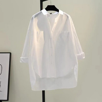 Γυναικείο πουκάμισο 2023 Νέες μπλούζες Μόδα Άνοιξη Καλοκαίρι Υπερμεγέθη βαμβακερά μακριά μανίκια Φαρδιά streetwear Casual πουκάμισα Κορυφαία ρούχα