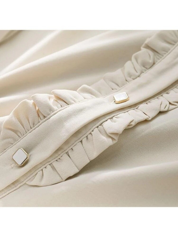 HOUZHOU Sweet Kawaii pluus Lolita armsad volangid Elegantsed vintage pikkade varrukatega särgid Naiste vabad vabaaja Peter Pan kraega topid