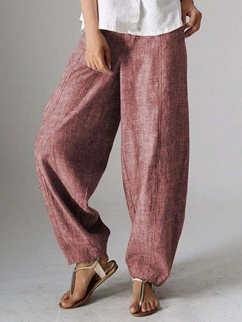 Γυναικείο πλεονάζον μέγεθος casual παντελόνι Φαρδύ ψηλόμεσο βαμβακερό λινό παντελόνι Streetwear Vintage παντελόνι Cargo Leisure Μασίφ γυναικείο παντελόνι