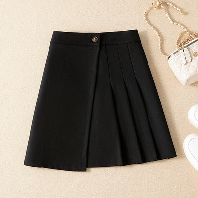 Fusta plisată de lână cu talie înaltă pentru femei, toamnă și iarnă 2023, stil coreean, culoare solidă, modă, elegantă, lejer, plus mărime