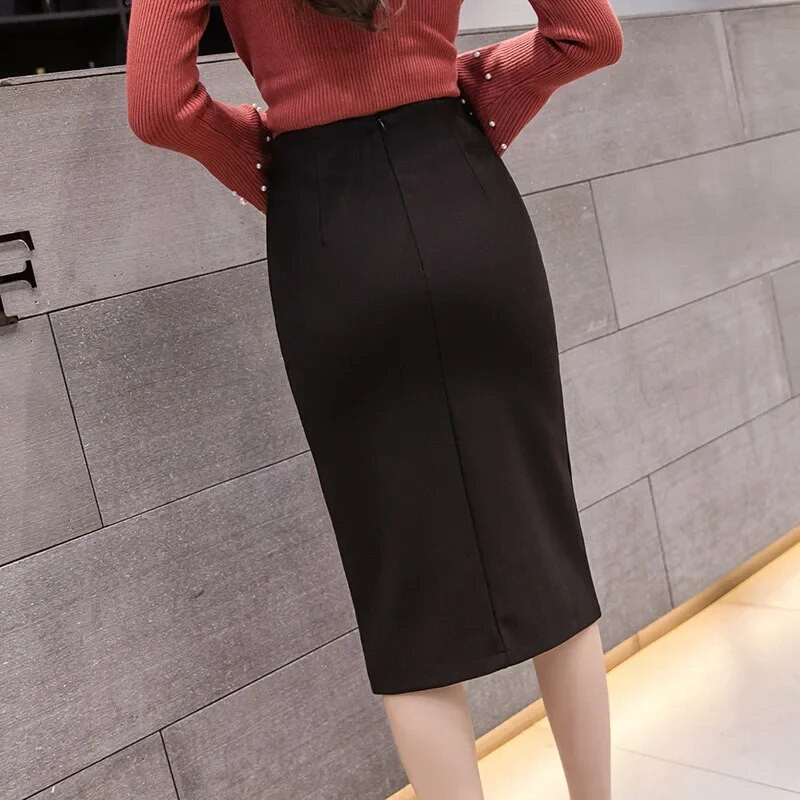 4XL 5XL Plus veličine Ženske uredske suknje visokog struka Modna seksi Bodycon Bodycon Crvena crna pencil suknja Ženska proljeće ljeto