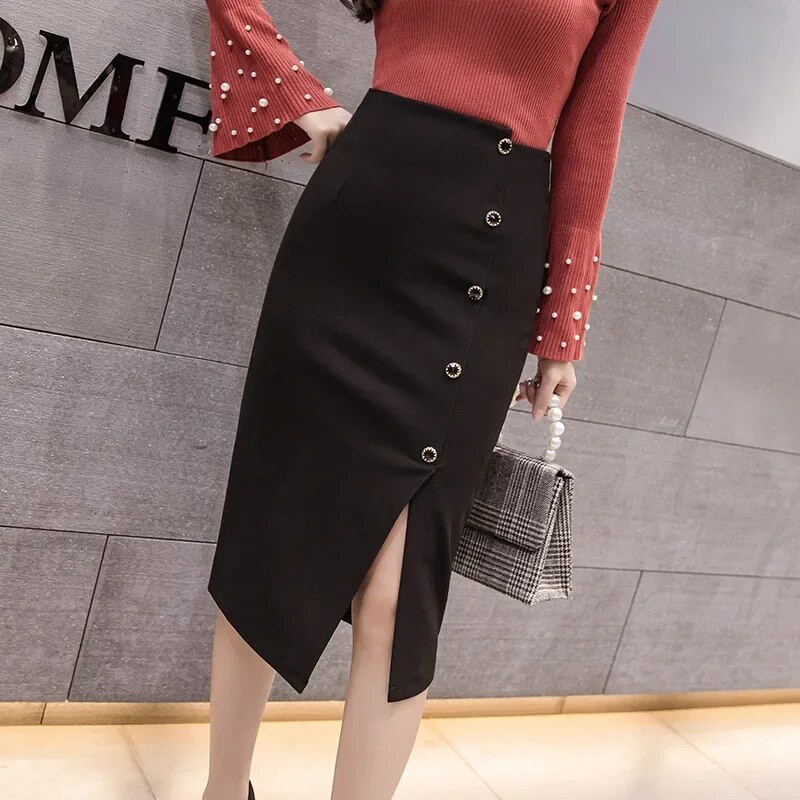 4XL 5XL Plus veličine Ženske uredske suknje visokog struka Modna seksi Bodycon Bodycon Crvena crna pencil suknja Ženska proljeće ljeto