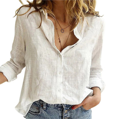 Stiilne naiste särk Naiste pluus ühevärvilised kõik sobivad revääridega pikkade varrukatega üherealised särginööbid