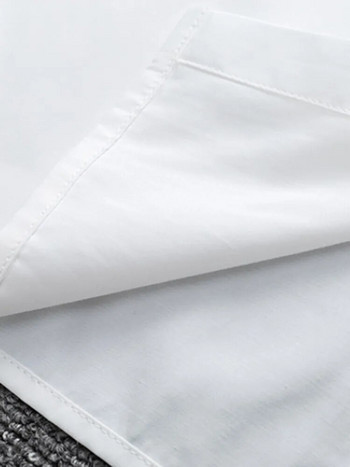 Zoki Бяла дамска риза Модна ежедневна риза с дълги ръкави Женска блуза с широки джобни копчета Елегантни офис дамски блузи