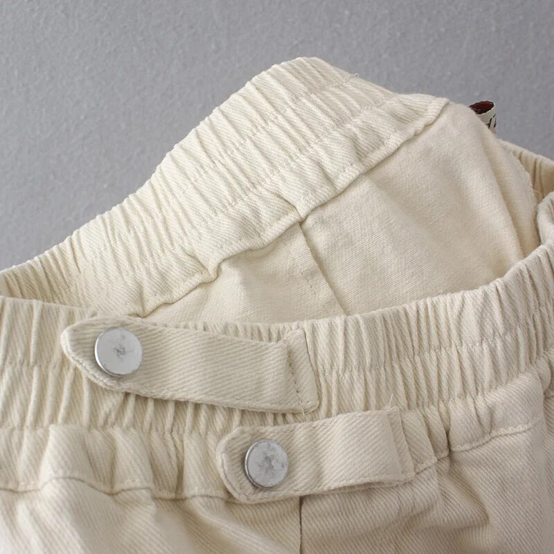 2023. aasta sügisriided Naiste pestud puuvillased pliiatsiga püksid, vabaaja mugavus, elastne vöökoht, topeltpandlaga kõver