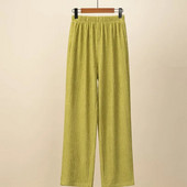 Suures suuruses sirge säärega püksid naiste riided, lahtised kõrge vöökohaga volditud žakaarvärvi alumised püksid 2023. aasta kevadsuvi