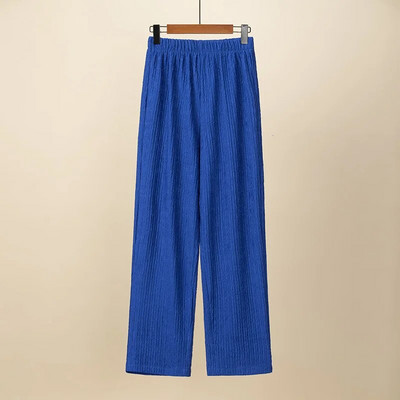 Suures suuruses sirge säärega püksid naiste riided, lahtised kõrge vöökohaga volditud žakaarvärvi alumised püksid 2023. aasta kevadsuvi