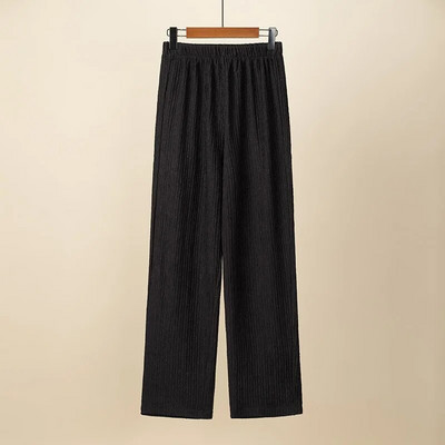 Suures suuruses sirge säärega püksid naiste riided, lahtised kõrge vöökohaga volditud žakaarvärvi alumised püksid 2023. aasta kevadsuvi