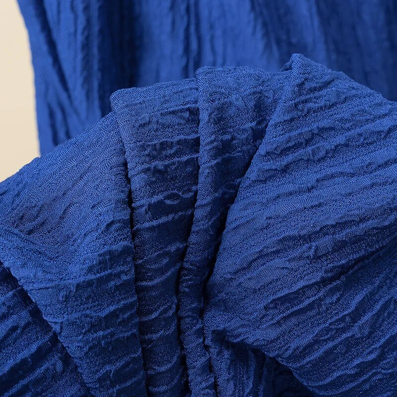 Suures suuruses sirge säärega püksid naiste riided, lahtised kõrge vöökohaga volditud žakaarvärvi alumised püksid 2023. aasta kevadsuvi