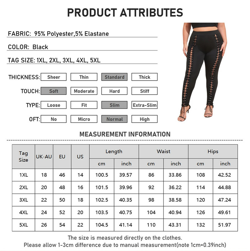 2023. aasta sügis ja talv Suures suuruses nööriga retuusid, naiste moes mustad kitsad püksid paeltega
