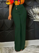 Liela izmēra 5XL VONDA elegantas vienkrāsainas garas bikses sieviešu bikses 2023. gada rudens ikdienas biroja apakšas ar augstu vidukli, modes bikses