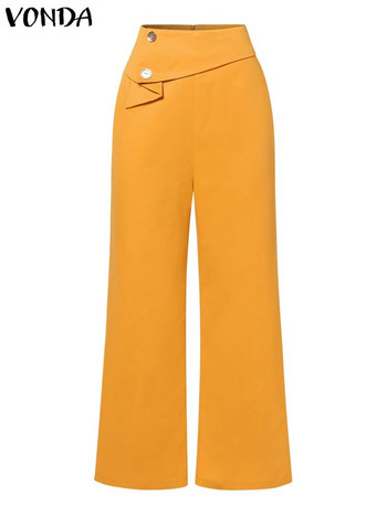 Μεγάλο μέγεθος 5XL VONDA Κομψό μονόχρωμο μακρύ παντελόνι Γυναικείο παντελόνι 2023 Φθινοπωρινό casual παντελόνι γραφείου ψηλόμεσο παντελόνι μόδας
