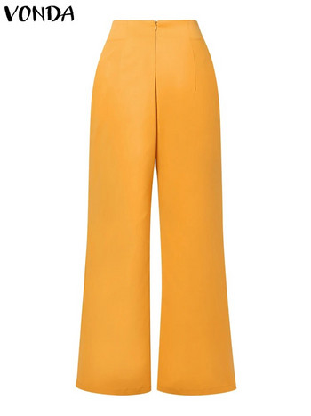 Плюс размер 5XL VONDA Елегантни едноцветни дълги панталони Дамски панталони Есен 2023 Ежедневни офис долнища Модни панталони с висока талия