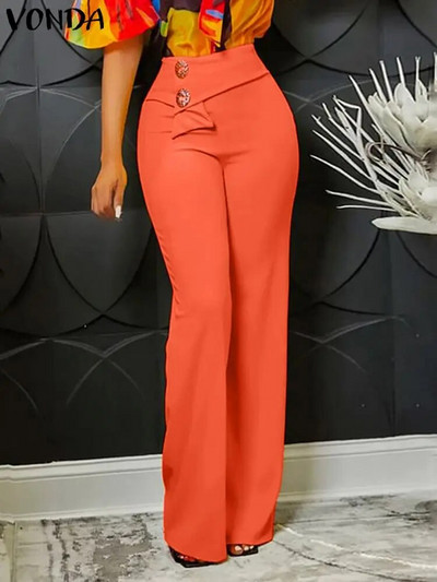 Liela izmēra 5XL VONDA elegantas vienkrāsainas garas bikses sieviešu bikses 2023. gada rudens ikdienas biroja apakšas ar augstu vidukli, modes bikses