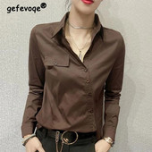 Kevadsügisene ülisuur kontor Daam Elegantne moenööbid Naiste pikkade varrukatega särk, mis sobib vabaaja pluus Naiste riided