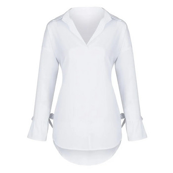 Пролетни горнища с дълъг ръкав Дамска ежедневна риза Горна риза с ревери Модна блуза с обикновен принт Риза Горнища Блузи Дамско облекло