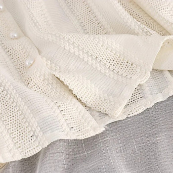 Елегантна дантелена блуза с копчета Дамска пролетна нова куха яка Питър Пан Бели топове Модна офис дамска плътна риза с дълъг ръкав 14562