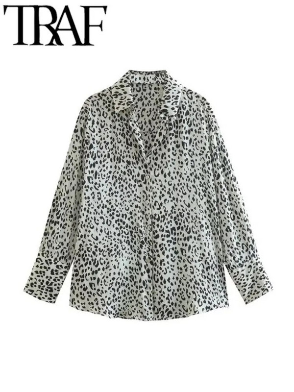 TRAF Vasaros mados satino Moteriški marškiniai Palaidinės Viršutinės baltos spalvos ilgomis rankovėmis V kaklo sagomis užsegami moteriški laisvalaikio drabužiai 2023 m.