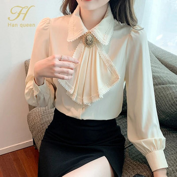 H Han Queen 2022 Άνοιξη Basic πουκάμισο Γυναικείες μπλούζες Vintage Work Casual μπλούζες Μπλούζα από σιφόν Κορεατικά μακρυμάνικα φαρδιά πουκάμισα