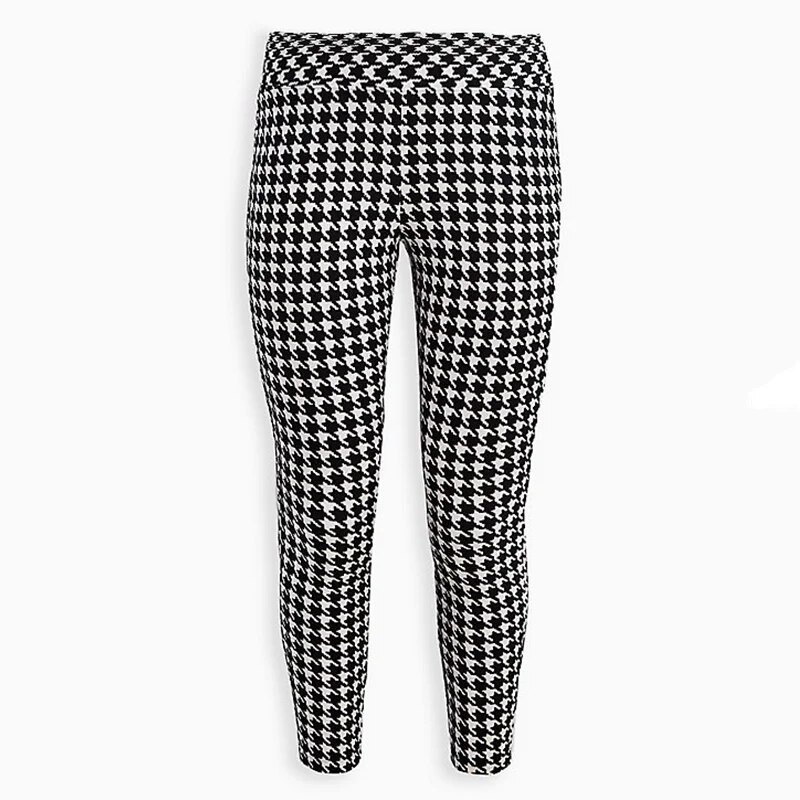 Didelio dydžio „Houndstooth“ spausdinimas Vasaros pavasario antblauzdžiai Moteriški aukštu elastiniu juosmeniu „Pieštukinės“ kelnės moteriškos didelio dydžio „Capri“ 7XL 8XL