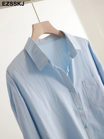 100% βαμβακερό casual φαρδιά βαμβακερή μπλούζα γυναικεία μονόχρωμη μπλούζα oversize μεγάλη γυναικεία μπλούζα