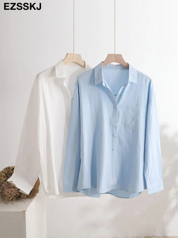 100% βαμβακερό casual φαρδιά βαμβακερή μπλούζα γυναικεία μονόχρωμη μπλούζα oversize μεγάλη γυναικεία μπλούζα
