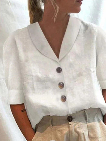 Темпераментна празнична риза Дамска модна елегантна ежедневна блуза с къс ръкав Свободна дамска риза с щампи