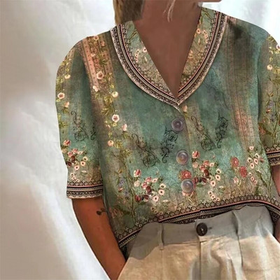 Temperamento šventiniai marškinėliai Moteriški mados Elegantiška laisvalaikio palaidinė trumpomis rankovėmis laisvai marginti moteriški marškiniai