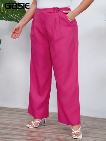 Παντελόνι GIBSIE Plus Size Φόρεμα για Γυναικεία Άνοιξη Καλοκαίρι Εργασία Επιχειρηματικό Casual Παντελόνι Ψηλής Ελαστικής Μεγάλης μέσης Φαρδύ με Τσέπες