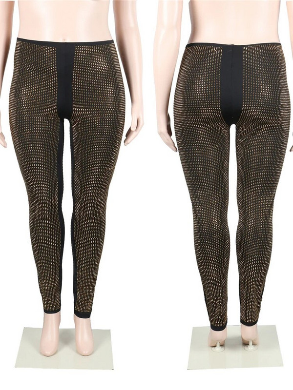 iDress Luksuslikud kõrge vöökohaga säärised Plus Size riided Glitter Rhinestone Bling Sparkly Party Club Sünnipäeva lava püksid