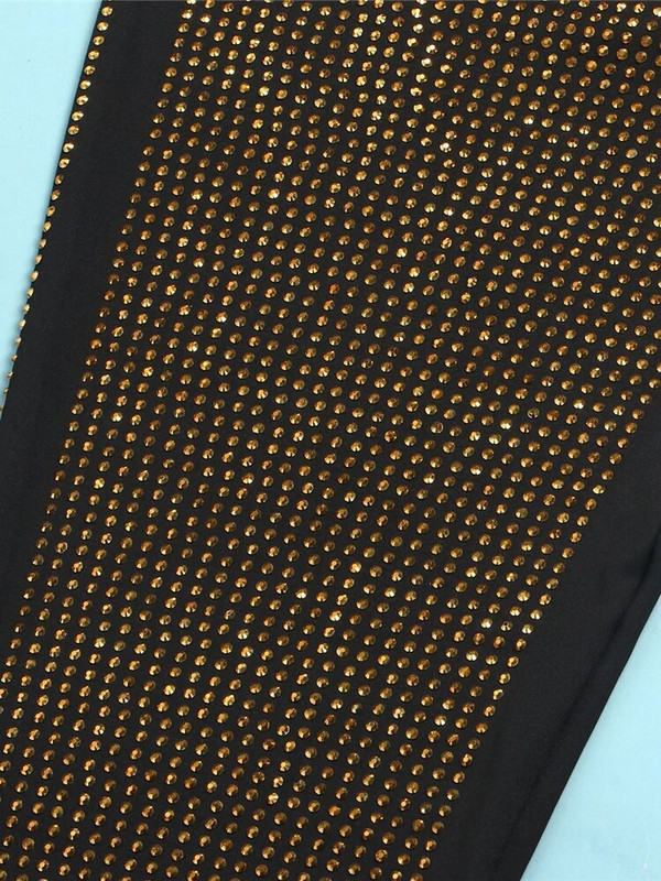 iDress Luksuslikud kõrge vöökohaga säärised Plus Size riided Glitter Rhinestone Bling Sparkly Party Club Sünnipäeva lava püksid