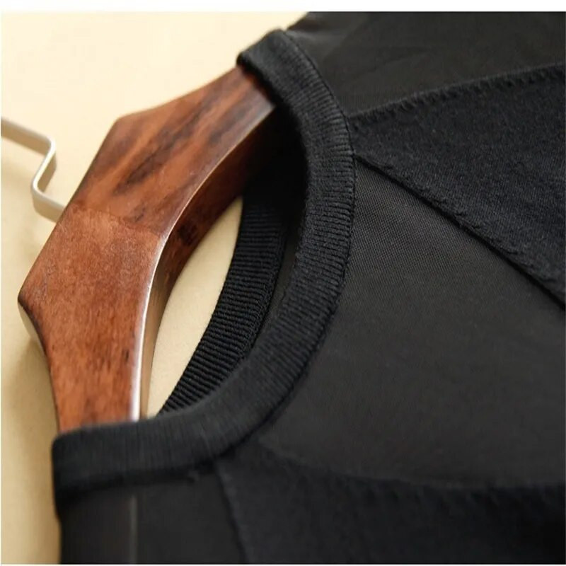 Ženske seksi bluze Pletene mrežaste patchwork majice Košulje Ženski proljetni puloveri Pleteni tanki crni