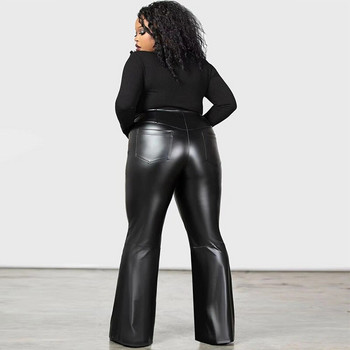 PVC матирани кожени панталони за жени, панталони с висока талия, прави крачоли, тънък клин, широки панталони, секси мода, голям размер