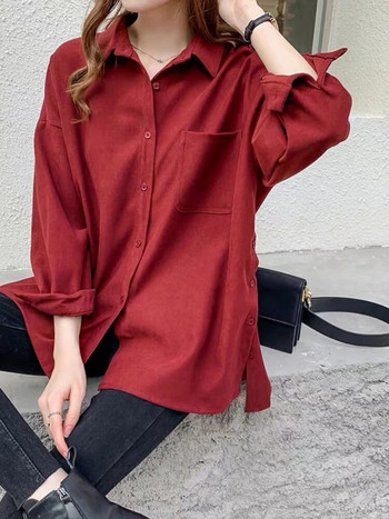 Плюс размер Блузи в корейски стил Дрехи с дълъг ръкав Офис Есенна риза Дамски ризи Зимни дрехи Елегантни дамски блузи