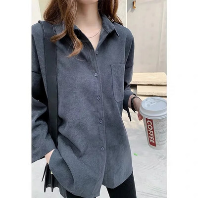 Didelio dydžio korėjietiško stiliaus palaidinės drabužiai ilgomis rankovėmis Biuro rudens marškiniai Moteriški marškiniai Žieminiai drabužiai Elegantiškos moteriškos palaidinės