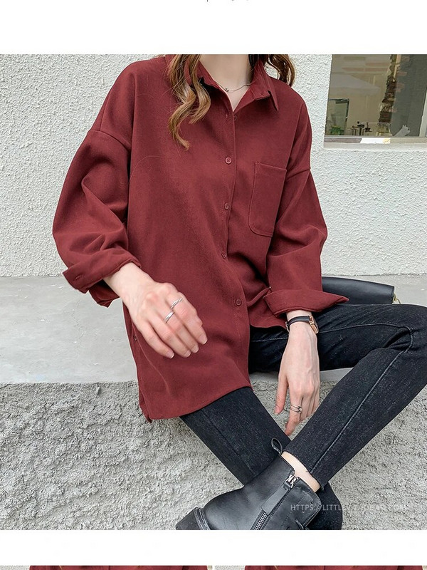 Didelio dydžio korėjietiško stiliaus palaidinės drabužiai ilgomis rankovėmis Biuro rudens marškiniai Moteriški marškiniai Žieminiai drabužiai Elegantiškos moteriškos palaidinės