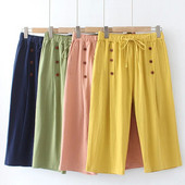 Suures suuruses taskutega püksid Naturaalsest puuvillast ja linasest kangast elastne vöökoht Candy värvi püksid Suvised säärised Fatlady Summer