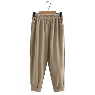 Didelio dydžio haremo kelnės Moteriški drabužiai Ledinis šilkas, plonas kulkšnis, apačia išlenktos kelnės 2023 m. vasara