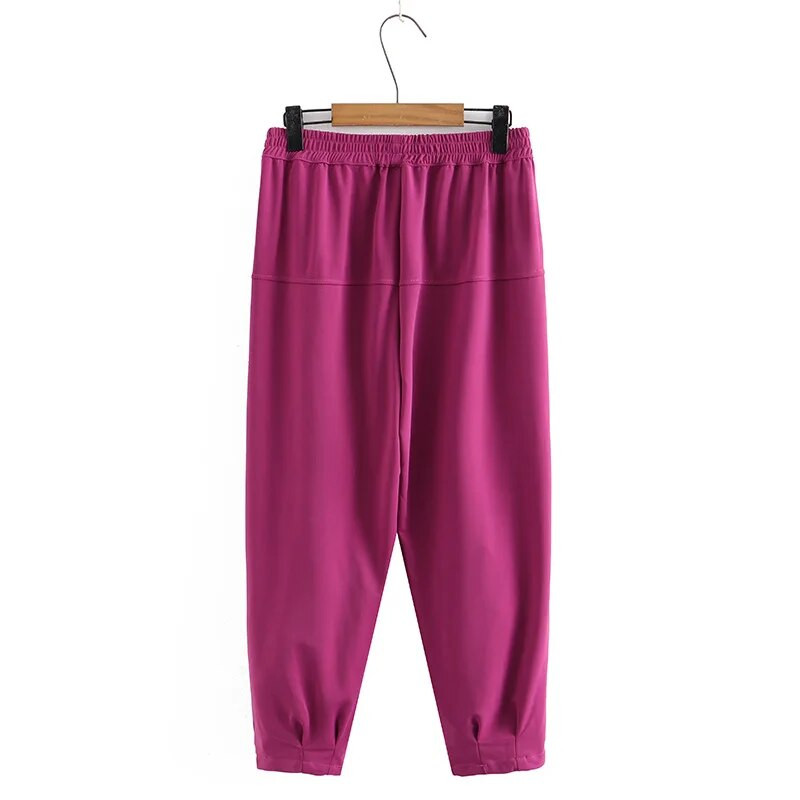 Didelio dydžio haremo kelnės Moteriški drabužiai Ledinis šilkas, plonas kulkšnis, apačia išlenktos kelnės 2023 m. vasara