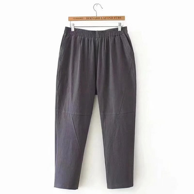 Ženske 2XL-4XL pamučne i lanene hlače za proljeće i ljeto veće veličine Ženske jednobojne harem hlače do gležnja s džepovima