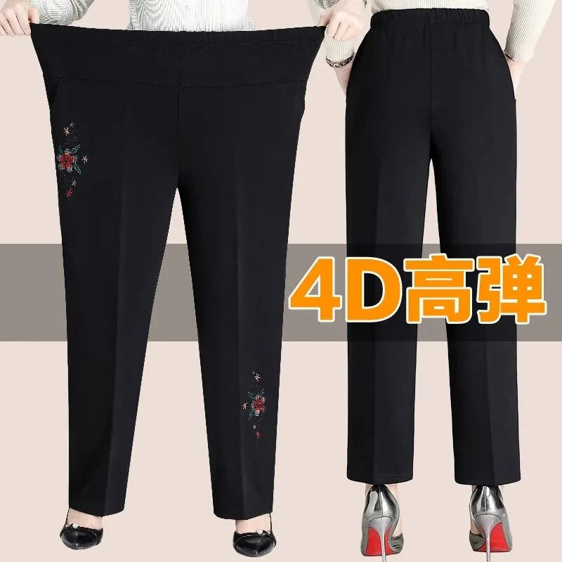 Suures suuruses XL-8XL Naiste Püksid Sügistalv Uued Kõrge vöökohaga elastsed vabaaja püksid Paksad Pluss sametised soojad sirge säärega püksid