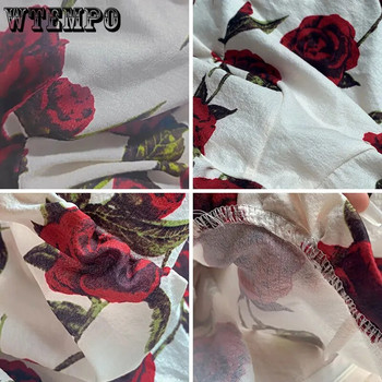 Риза на цветя Плисирано деколте Модна блуза Дамска пролет и лято Френски шик Ретро ризи Дамски готически топ с цип на гърба
