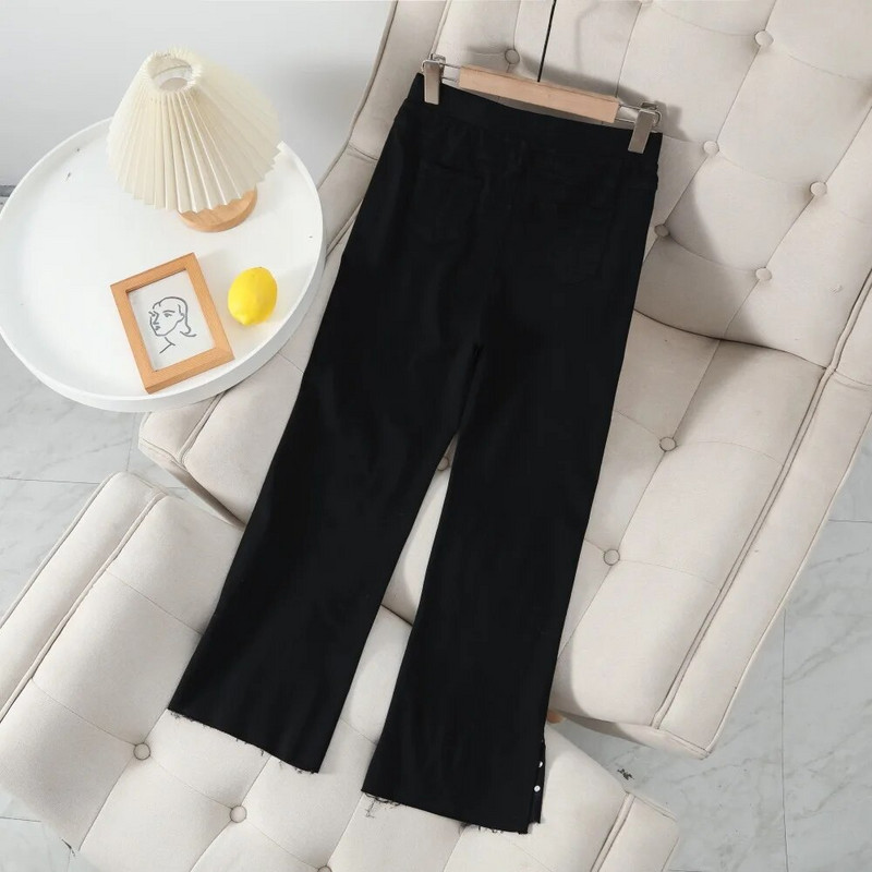 Φθινοπωρινά ρούχα 2023 Γυναικεία παντελόνια Flare Plus Size Casual Tassels με πόδι που ανοίγει μονόχρωμη καμπύλη