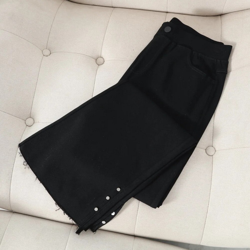 Φθινοπωρινά ρούχα 2023 Γυναικεία παντελόνια Flare Plus Size Casual Tassels με πόδι που ανοίγει μονόχρωμη καμπύλη