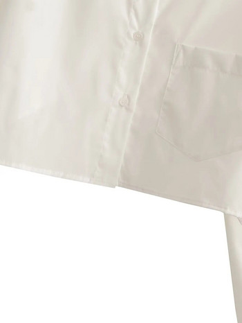 SLTNX TRAF 2023 Καλοκαιρινό γυναικείο πουκάμισο μπλούζα Γυναικεία Κομψά casual μακρυμάνικα μπλουζάκια Γυναικεία φαρδιά με τσέπες Λευκή μπλούζα μπλούζα New In