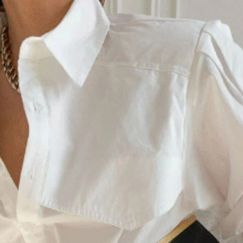 Deeptown Елегантни бели шифонени блузи Дамски памучни шикозни ризи с буф ръкав в стил стари пари Ризи с дълъг ръкав Ежедневни широки офис облекла